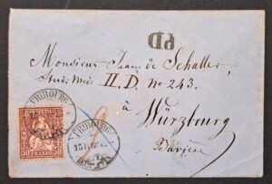 SBK 43 auf Brief von Fribourg nach Würzburg