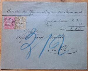 Sitzende Helvetia, SBK 44 & 46 (Faserpapier) auf Nachnahme von Neuchâtel,1882
