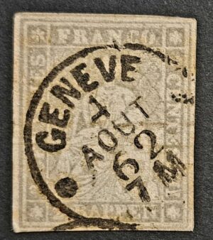 Strubel 21G weissrandig mit Vollstempel Genève