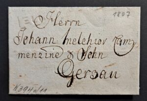 Seltener Vorphilabrief von ZUG, 1807 Winkler 3940