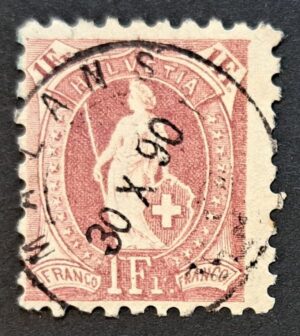 Stehende Helvetia SBK 71B mit Vollstempel Malans